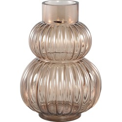 PTMD Uger Brown ribbed glass vase round structure