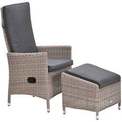 Garden Impressions Collin loungestoel verstelbaar incl. voetenbank - vintage willow