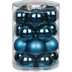 20x stuks glazen kerstballen diep blauw 6 cm glans en mat - Kerstbal