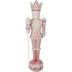Clayre & Eef Decoratie Beeld Konijn Wit Roze Kunststof
