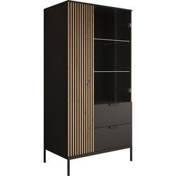 Meubella - Vitrinekast Marbella - Zwart - 100 cm