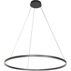 Steinhauer hanglamp Ringlux - zwart - metaal - 100 cm - ingebouwde LED-module - 3676ZW