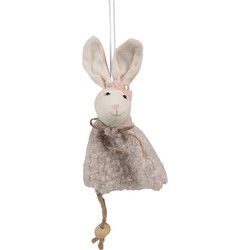 Clayre & Eef Paashanger Konijn 16 cm Beige Katoen Decoratie Hanger