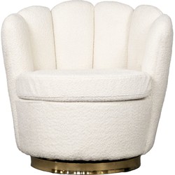 Teddy Fauteuil Wit - Met Gouden Onderstel - Fauteuil Quinty - Giga Meubel