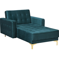 ABERDEEN - Chaise longue - Blauwgroen - Symmetrisch - Fluweel