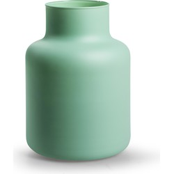Jodeco Bloemenvaas Gigi - mat groen - eco glas - D14,5 x H20 cm - melkbus vaas - Vazen