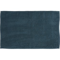 Atmosphera Badkamer kleedje/badmat voor de vloer - 50 x 80 cm - donkerblauw - Badmatjes