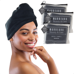 MARBEAUX Haarhanddoek - 3 Stuks - Hair towel - Hoofdhanddoek - Microvezel handdoek krullend haar - Zwart
