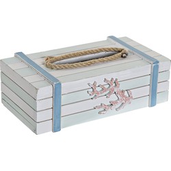 Tissuedoos/tissuebox wit rechthoekig van hout 22 x 14 x 8 cm - Tissuehouders