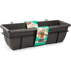 PlasticForte Balkonbak - antraciet - 60 cm - plantenbak met hanger - Plantenbakken