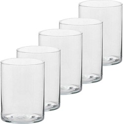 5x Glazen kaarsenhouders voor theelichtjes/waxinelichtjes 5,5 x 6,5 cm - Waxinelichtjeshouders