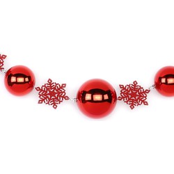 1x Rode Kerst guirlandes/slingers met ballen en sneeuwvlokken 116 cm - Kerstslingers