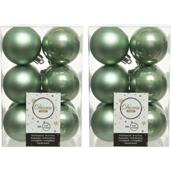 24x Kunststof kerstballen glanzend/mat salie groen 6 cm kerstboom versiering/decoratie - Kerstbal