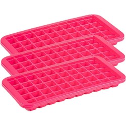 3x stuks Trays met Cocktail ijsblokjes/ijsklontjes vormen 50 vakjes kunststof roze - IJsblokjesvormen