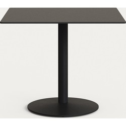 Kave Home - Zwarte Esilda-buitentafel met zwart gelakte metalen poot 90 x 90 x 70 cm