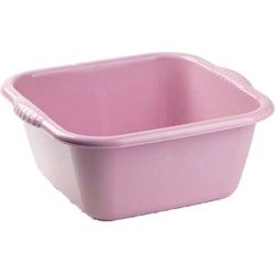 Set van 2x stuks kleine Kunststof teiltjes/afwasbakken vierkant 3 liter oud roze - Afwasbak