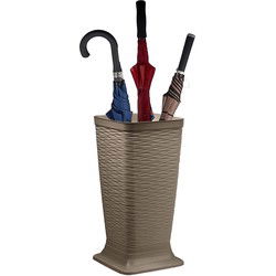 Plasticforte Paraplubak/parapluhouder Waves - beige - glad kunststof - D26 x H52 cm - hoge voet - Paraplubakken