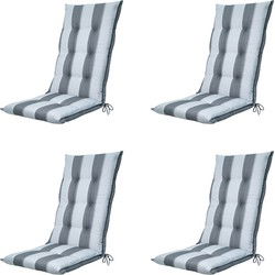 Madison -  Tuinstoelkussen Hoge Rug Banda grey - Ca. 123x50 cm - Set van 4
