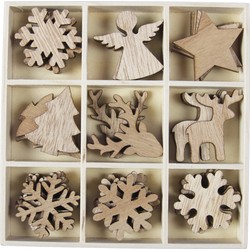 Othmar Decorations houten kerstornamenten - 36x - 3,-4 cm - Kersthangers