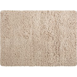 MSV Badkamerkleedje/badmat tapijt - voor de vloer - beige - 50 x 70 cm - langharig - Badmatjes