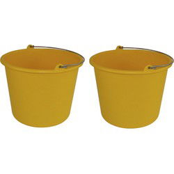 Plasticforte Emmer - 2x - geel - kunststof - met hengsel - 12 liter - Emmers