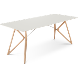 Tink table houten eettafel whitewash - met linoleum tafelblad mushroom - 200 x 90 cm