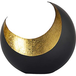 SVJ Windlicht Rond - 11 x 20 x 21 cm - Metaal - Zwart/Goud