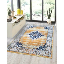 Sarande Vintage Oranje / Blauw vloerkleed - Medaillon - 120 X 170 CM