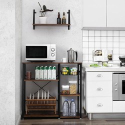 Opbergrek keuken Industrieel Design | Houtlook en Staal | 90x40x84cm - Default Title