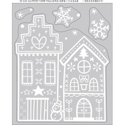 White Window Deco 28,5X34,5 cm Houses And Tree 2 Asst.