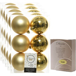 48x Kunststof kerstballen glanzend/mat goud 8 cm kerstboom versiering/decoratie met haakjes - Kerstbal