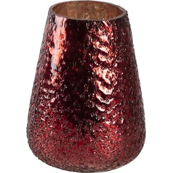 Clayre & Eef Theelichthouder  Ø 13x18 cm Rood Glas Rond Waxinelichthouder