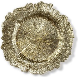 Ronde gouden asymmetrische onderzet bord/kaarsonderzetter 33 cm - Kaarsenplateaus