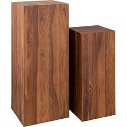 PTMD Zuil Chevar - 45x45x120 cm - Hout - Bruin - Set van 2