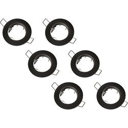 Groenovatie Inbouwspot, Rond, Mat Zwart, 6-Pack