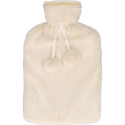 DID Warmwaterkruik - met zachte pluche hoes - creme wit - 2L - kruik - Kruiken