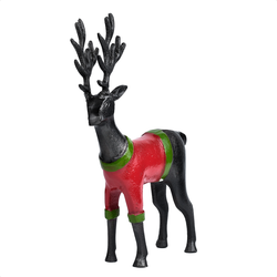 Design en Decor - Zwarte Rendierfiguur in Rood & Groen Trui - Woondecoratie - Kerstdecoratie - Feestdagen Geschenk