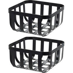 Metalen fruitmand/fruitschaal zwart vierkant 20 x 20 cm - Fruitschalen