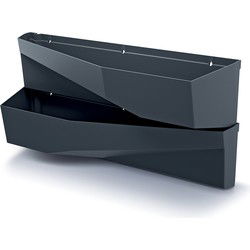Prosperplast Hangende plantenbakken - 2x - 78x19x35cm - grijs - Plantenbakken