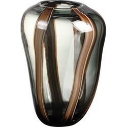 Decoratieve vaas in transparant grijs en bruin glas H28