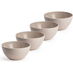 Plasticforte kommetjes/schaaltjes - 4x - kunststof - D14xH6 cm - taupe - Kommetjes