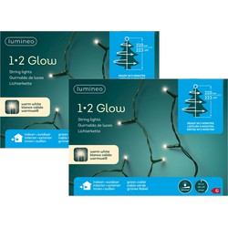 Kerstverlichting/kerstlampjes - 2 stuks - warm wit - 210 cm - 1-2 glow - Kerstverlichting kerstboom