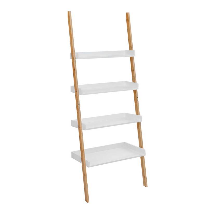 Decopatent® Ladderrek bamboe hout - Houten decoratie ladder - Open ladderkast - Ladder rek - Plantentrap - Boekenkast - Traprek - 
