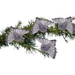 4x stuks kunststof decoratie kolibrie vogels op clip zilver 9,5 cm - Kersthangers