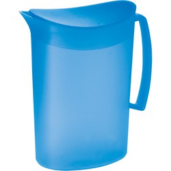 Juypal Schenkkan/waterkan - blauw - 2 liter - kunststof - L20 x H23 cm - met deksel - Schenkkannen