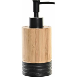 Zeeppompje/dispenser bruin/zwart bamboe hout 7 x 17 cm - Zeeppompjes