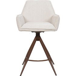 Barstoel Beige/Walnoot - Zithoogte 66cm - Noa - Set van 2