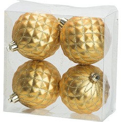 4x Luxe gouden kunststof kerstballen 8 cm kerstboomversiering - Kerstbal