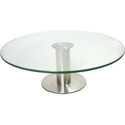 Serveerschaal transparant - glas en staal - 30 x 10 cm - Etageres