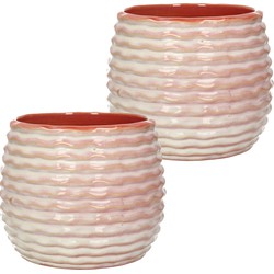 Ideas4seasons Bloempot/plantenpot - 2x - zachtroze - voor kamerplant - D16 x H13 cm - Plantenpotten